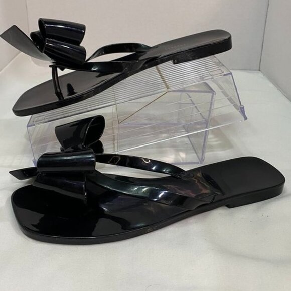 Jeffrey Campbell Jelly Bow Thong Slide Sandals Black Size 10 - Picture 2 of 10